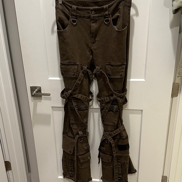 Dolls Kill Pants - Darker Wavs SWITCH STRAPPY CARGO PANTS - GREEN